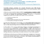 Invitation presse - assemblée générale - constitution Societe d'économie mixte Energies renouvelables La Rochelle